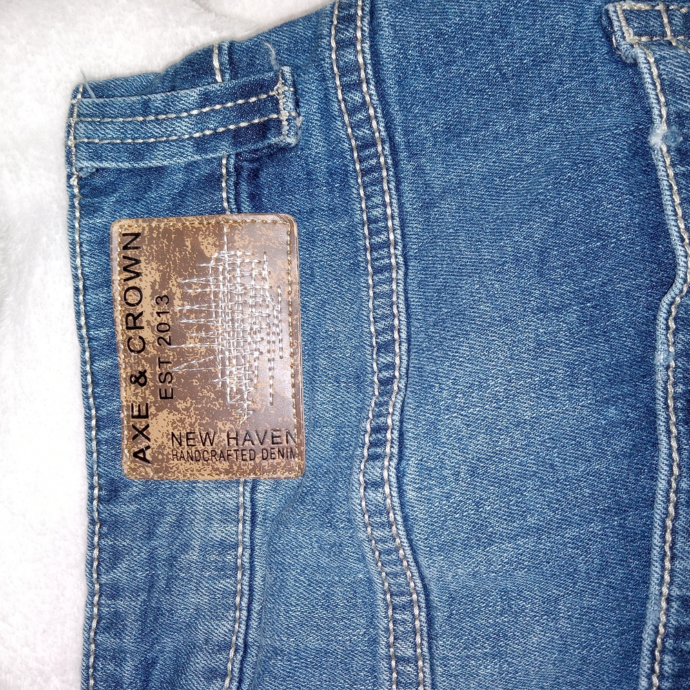 Axe & Crown Jeans Mens 34×30 Blue Handcrafted Outlaw Denim Slim Boot Grunge - Picture 7 of 10